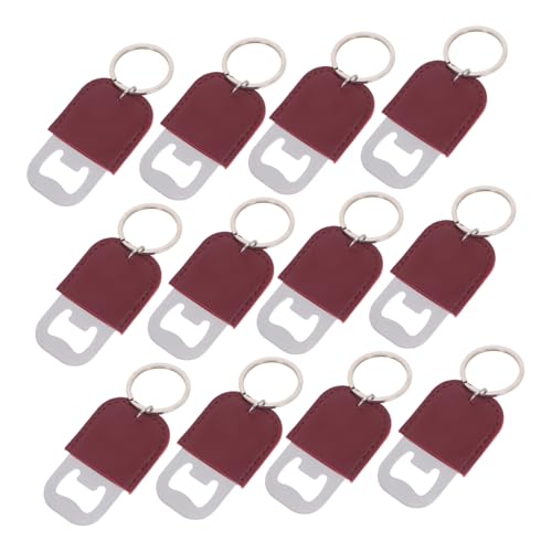 Mipcase 12個 フラット ボトル オープナー キーチェーン Pu ボトル オープナー キーチェーン ステンレス スチール ステンレス スチール フラッ