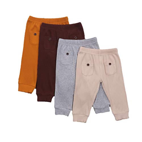 YAYAOAYAY Unisex Baby Organic Cotton Pants Knit Leggings Jogger Pants Trousers Ribbed Outfit Fall Winter Clothes Toddler 0-3T D-Grey