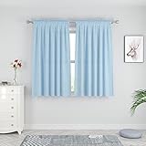 UPOPO Sky Blue Curtains Kitchen 45 inches Long Linen Textured Privacy Living Room Bedroom Drapes Curtain Semi Sheer Basement Nursery Kids Room Boys Window Curtain 2 Panels Rod Pocket