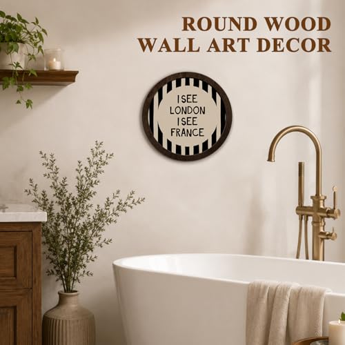 CFFJLHN Funny Bathroom Wall Art Decor, I See London I See France Neutral Minimalist Quirky Humorous Round Hanging Wall Decor for Bathroom Washroom Restroom, 10x10 Inch by CFFJLHN - Used condition - Image 2