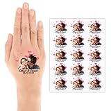 Custom Temporary Couple Tattoos with Photos & Name, Fake Couple Tattoos for Valentine's Day Anniversary, Idea for Bachelor Bachelorette Party Wedding Favors - Set of 15 (Style 4)