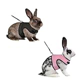 2 Stück Kaninchen Leine,Hasenleine,Kaninche Geschirr,Kaninchengeschirr mit Leine,Atmungsaktives Hasengeschirr und Leinen Set,Verstellbare Netzweste für Kaninchen,Katzen und Andere Kleine Haustiere