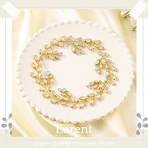 EARENT Bride Wedding Crystal Hair Vine Bridal Long Headband Wedding Hair Piece Rhinestone Hair Accessories for Women and Girls (Gold)