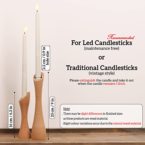 Wooden Candlesticks Holders Set Of 2 | Raw Wood Taper Candle Stick Holder | Fireplace Candle Holder & Console Table Decoration Pieces | Candle Holders For Table Centerpiece #TOP3