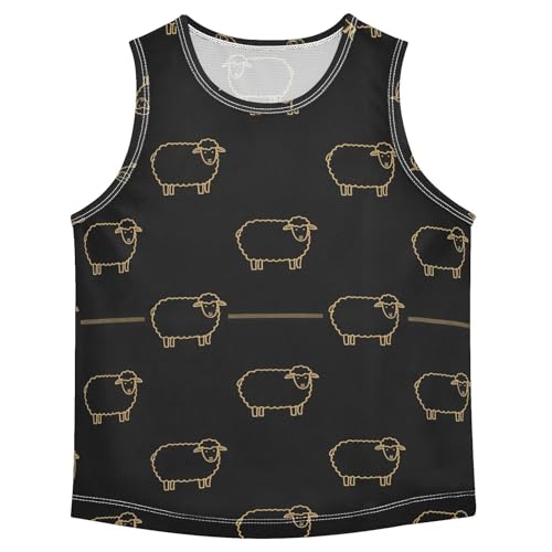 J JOYSAY Cartoon Goat Black Boys Tank Top Sleeveless Muscle Shirts Quick Dry Active Workout Sport Kids T-Shirts 3-15T