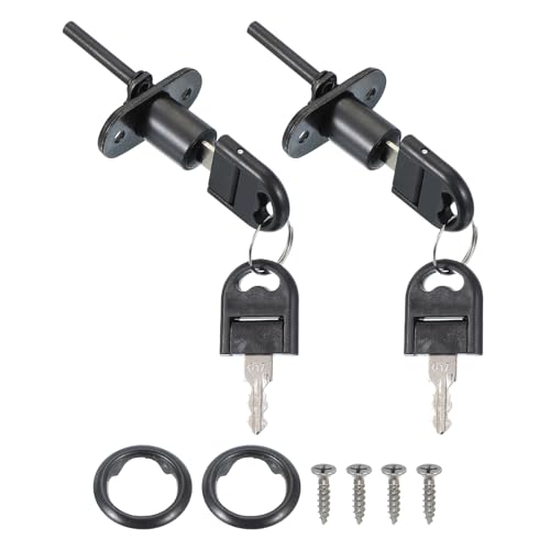 QUARKZMAN Cerradura De Cajón Con Llaves 16mm (5/8") De Acero Para Archivero Cilindro De Cerradura Para Gabinete De Escritorio Llaves Diferentes Negro Paquete De 2 ⭐