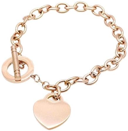 Heart Charm Bracelet for women Rose Gold bracelet for girl Limitless Love, Stainless Steel, no gemstone