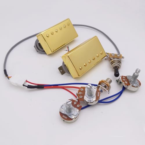 Classic 57 Plus Guitar Pickups Set Alnico II Humbucker 50/50mm Bridge/Neck Pickups Gold with 4C 2V1T wiring harness For Gibson Les Paul Guitar Accessoires
