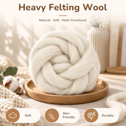 200g Filzwolle Trockenfilzen Kammzug Roving Wool für Nadelfilz & Nassfilzen | Märchenwolle zum Filzen Filzen Basiswolle Perfekt für Bastelprojekte Dekoration Puppenherstellung – Bild 3
