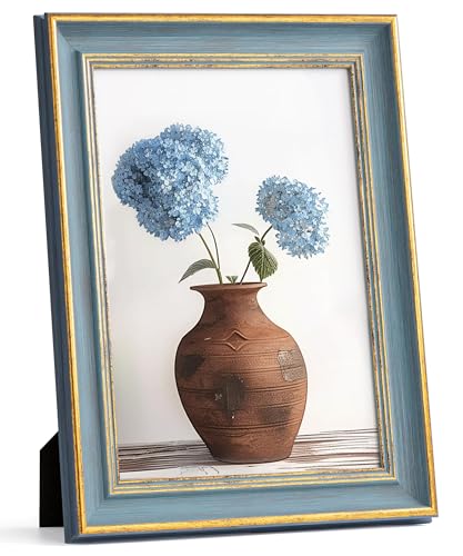 Afuly Vintage Bilderrahmen A4 21x30 Gold Blau Fotorahmen Picture Frames