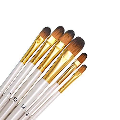 SEEFOUN Filbert Paint Brushes Set, 6 Pcs Paint Brushes for Acrylic Painting, Oil Watercolor Gouache Acrylic Paint Brushes, Artists Students & Kids Paint Brushes