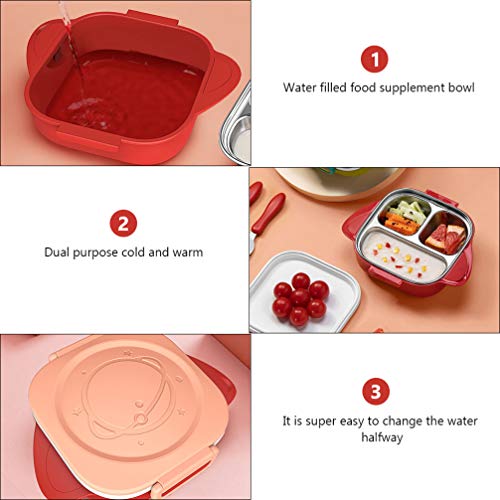 STOBOK Pratos Divididos Pratos de Aço Inoxidável para Alimentação de Bebês Com Cobertura de Silicone