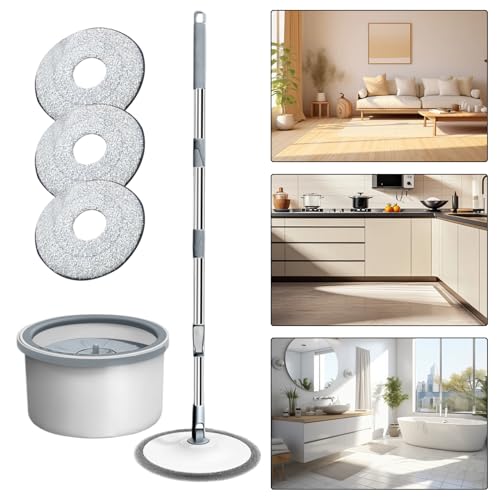 Wischeimer-Set, rotierender Bodenreinigungsmopp und einzelner Eimer, Haushaltsreiniger-Zubehör mit separatem Schmutzwassersystem für Badezimmer Küche – Bild 5