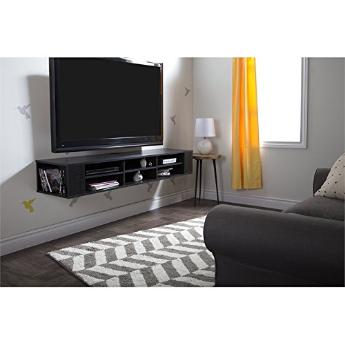 City Life Wall Mounted Media Console - 66” Wide - Extra Storage - Black Oak - By South Shore #TOP5
