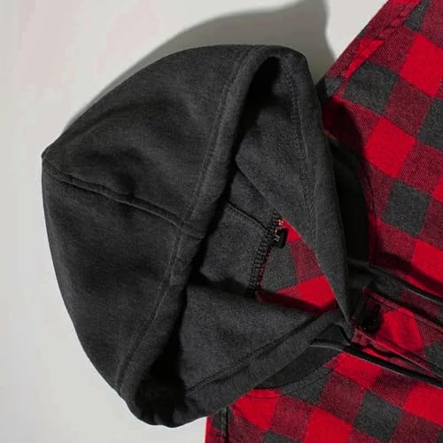 Mens Plaid Button Down Hooded Shirt Jacket Casual Long Sleeve Checkered Hoodie Top for Fall Preppy School Streetwear4