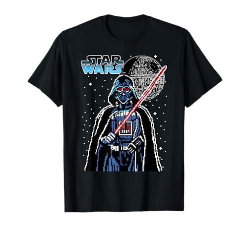 Star Wars 8-bit Pixel Darth Vader Death Star T-Shirt
