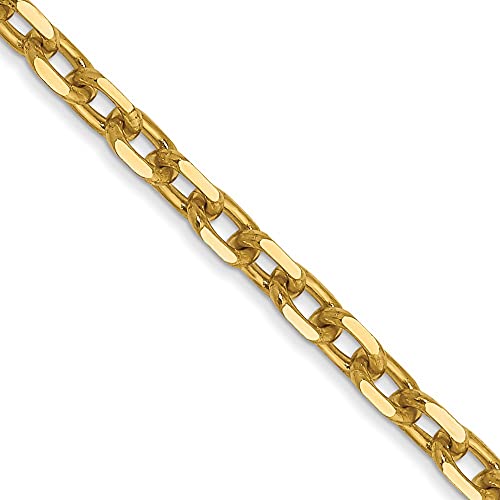 14K Yellow Gold Women's 4mm Diamond Cut Cable Chain Necklace 24