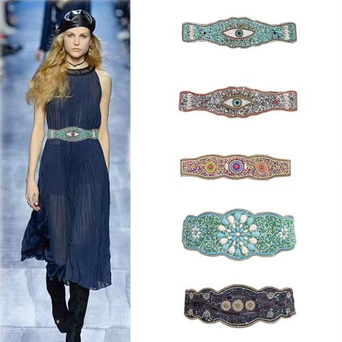 Bohemian-Style Women Belt For Dress Turquoise-Beaded Waist Belt Ethnic Corset Belt Elastic Girdle Belt Lady Accessories2