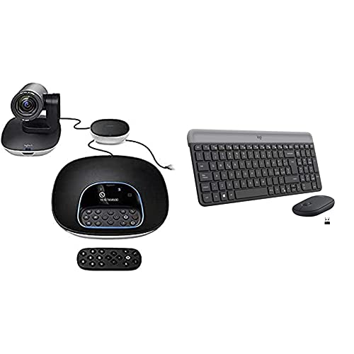 Group Bundle Per Videoconferenze & Mk470 Kit Mouse E Tastiera Wireless Per Windows, Ricevitore Usb 2.4 Ghz, ?Sottile - Webcam