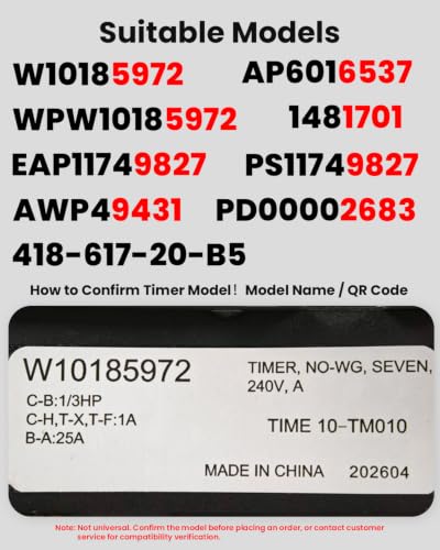 Image of W10185972 WPW10185972 Dryer Timer Compatible with AED4475TQ1 RED4440VQ1 NED5100TQ1 IED4400VQ1 EED4300VQ1 CEDX631VQ1 RED4400VQ1 Timer Replacement 1481701 AP6016537 PS11749827 EAP11749827