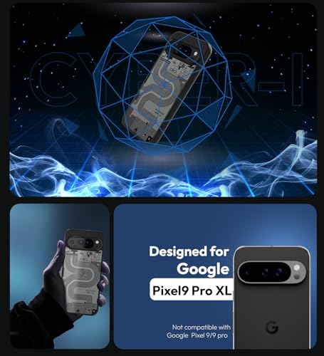 Image of KAPAVER Hybrid Shock Proof Series Back Cover Case Compatible with Google Pixel 9 Pro XL (PC+TPU) (Cyber-i-Black)