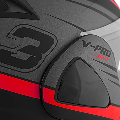 Capacete Moto Motoqueiro Robocop Escamoteável V-Pro Jet 3 vermelho 60