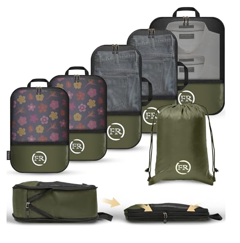 FiRiO&reg; Compression Packing Cubes Set f&uuml;r mehr Platz in Rucksack & Koffer I Packw&uuml;rfel mit Kompression als perfekter Backpack Organizer I Packtaschen Set inkl. Kompressionstasche mit Nassfach (6 Stk)