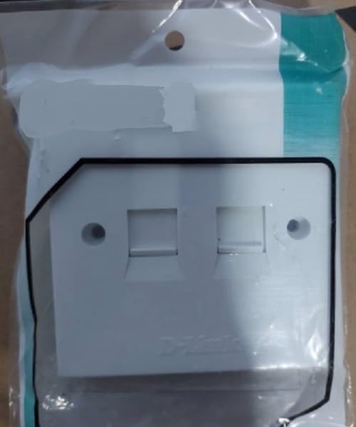 Image of Combo 2 RJ45 CAT6E LAN I /O Network Keystone Jack + Gang Box + Dual Port Face Plate (Pack of 1)