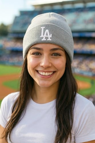 Gorro tejido Los Angeles Cuffed Beanie Gris/Blanco miniatura 3