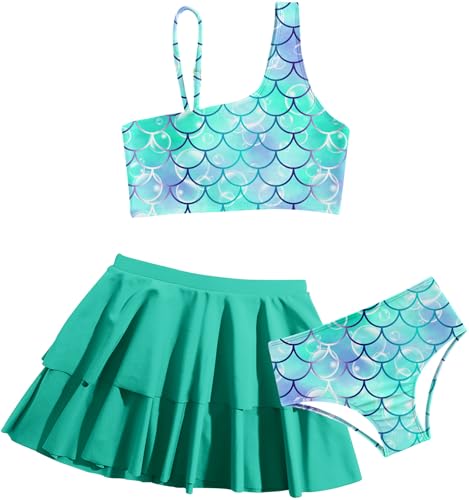 Image of RAISEVERN Girls Swimsuit 3 Piece Bathing Suits Cute Swimwear for 5-12 Years