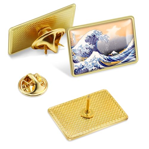 Image of 10 /20 /50 /100 Pack The Great Wave off Kanagawa Enamel Lapel Pins Badge World Famous Oil Paintings Series Brooch Sea Artwork Gifts for Women Men souvenir