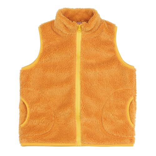 Image of JESKIDS Girls' Boys Sherpa Fleece Vest Outwear Lightweight Solid Color Cute Jacket with Pockets 2-11 Years