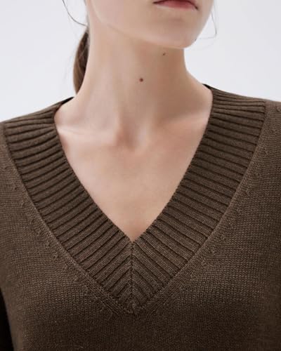 Variant 3 - SUUKSESS Women Cashmere Oversized Sweaters V Neck Pullover Tops Fall Winter Long Sleeve Jumpers (Heathered Mocha,S)