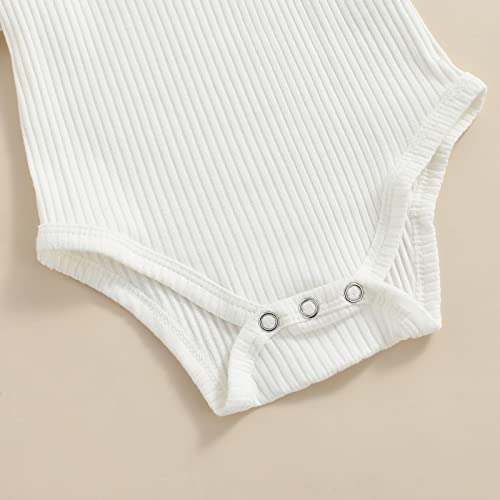 Madjtlqy TLEJ37-18A-DXB3 Infant Girls Summer 3Pcs Outfit Sets Ruffle Short Sleeve Ribbed Romper + Suspender Skirt + Headband thumb #4