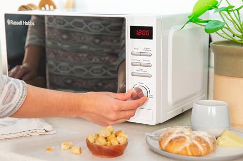 Russell Hobbs RHM2079A Digitale Solo-Mikrowelle, 20 L, 800 W, 5 Leistungsstufen, automatisches Auftauen, 8 automatische Kochmenüs, Uhr und Timer, einfache Reinigung, Weiß – Bild 3