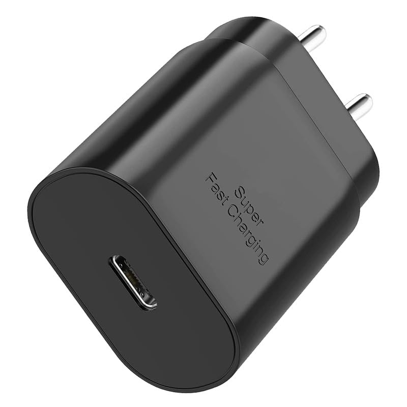 Image of 25W Type-C Super Fast Charger Compatible for Samsung Galaxy A34 5G /A54 /A14 /F14 /M14 Mobile Phone Charging True PD Adapter [Quick Charge] Power Delivery Rapid Adaptive Wall Charger - 25 Watt (Black)