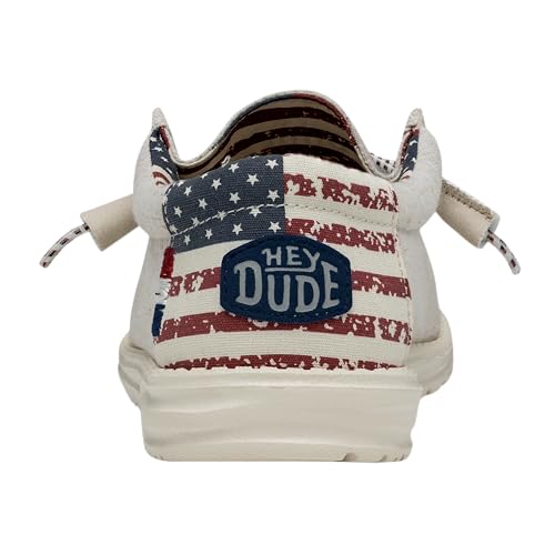 Image of HEYDUDE Men's Wally Patriotic Slip On Shoe | Lightweight Canvas Loafers with No Tie Laces