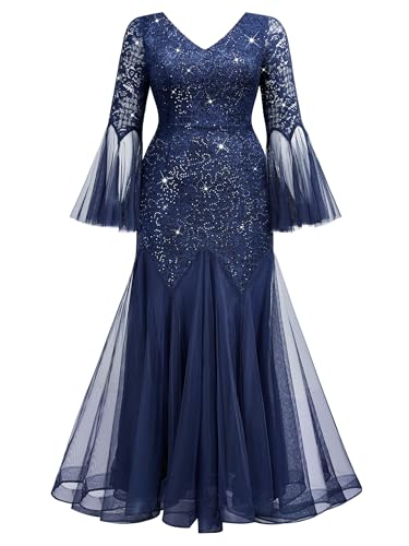 Image of MISSMAY Women's Plus Size Formal Evening Gowns Sequin Mermaid Tulle Dresses