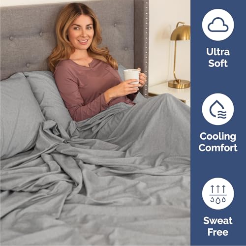 Image of Cal King 6 Piece Bed Sheet Set - Soft & Cooling Sheets - Heathered Grey | Ultra-Soft Hotel Luxury Bedding Set with 8-16 Inch Deep Pockets, 1 Flat & 1 Fitted Sheet & 4 Pillowcases, Wrinkle & Fade Free