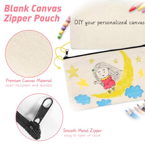 Fhdusryo 30 Pack Canvas Zipper Pouch, 8.3 Inchx4.7 Inch Canvas Pencil Case, Blank Makeup Pouch Bags Diy Craft Bag thumb #2