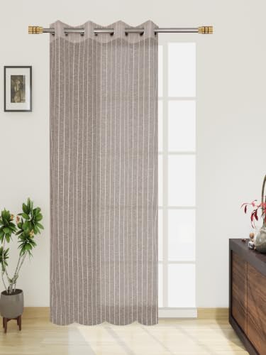 Image of Exporthub Sheer Linen Cotton Curtains for Window 5 Feet Set of 1 Pc, Brown - Light Filtering Breathable Fabric Drapes for Living Room & Bedroom (EHSPR053 54 1)