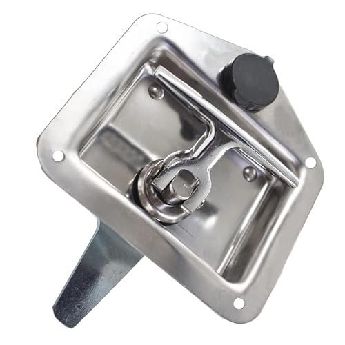 Image of 1-Pack Trailer Door Latch Rv Door Tool Box Lock T-Handle Lock 304 Stainless Steel with Gasket Keys Highly Polished for Camper RV Truck Tool Truck Trailer Tool Box Trailer, Toolbox