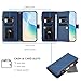 IVY Multi-Function Leather Wallet Case for Samsung Galaxy S26 Plus with 9 Card Slots, Zipper Purse, Wrist & Shoulder Strap, Clear Window, Wireless Charging Compatible - Blue