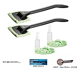 Ideal für die Kfz-Scheiben-Innenreinigung • Gelenk-Kopf für optimale Konturen-Anpassug • Mikrofasertücher für streifenfreie Scheiben • Nachfüllbare Pump-Sprühflasche