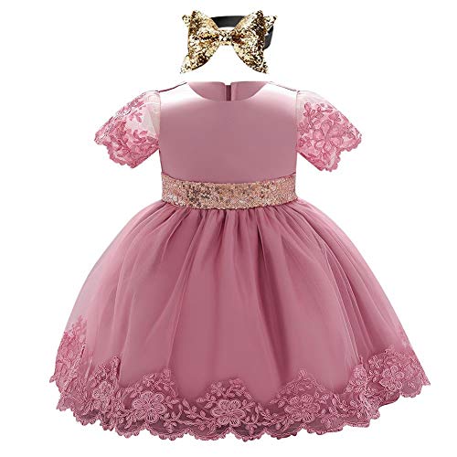 Baby Mädchen Erstes Geburtstagskleid Taufkleid Kurzarm Spitzenkleid...