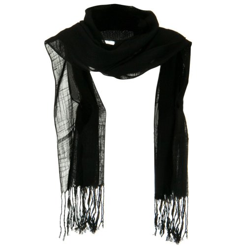 Solid Viscose Long Scarf - Black