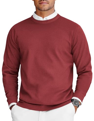 ELESOL Mens Crew Neck Sweaters Long Sleeve Sweaters Lightweight Knit Dress Pullover Sweaters