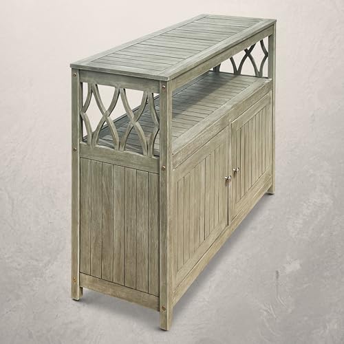 DTY Outdoor Living Longs Peak Eucalyptus Outdoor Sideboard Table, Driftwood Gray