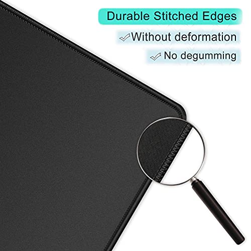 Image of Mouse Pad with Non-Slip Rubber Base, Premium-Textured & Washable Computer MouseMat with Stitched Edges, Mouse Pads for Computers, Laptop, Gaming, Office & Home, 24 x 20 cm, Black