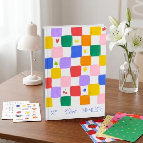 Image of Sunshine Club Aesthetic Junk Journaling & Scrapbook Kit | A5 Premium Notebook | 3 Playful Sticker Sheets | 25 Colourful Scrap Paper Sheets | 4 Note Cards | Perfect for Gifting (White)